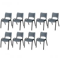 Cadeira Iso Base Preto Escola, Escritório Cinza Kit 9 Un - 1