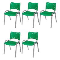 Cadeira Iso Base Cinza Escola, Escritório Verde Kit 5 Un - 1