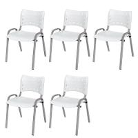 Cadeira Iso Base Cinza Escola, Escritório Branco Kit 5 Un - 1