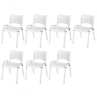 Cadeira Iso Base Branco Escola, Escritório Branco Kit 7 Un - 1