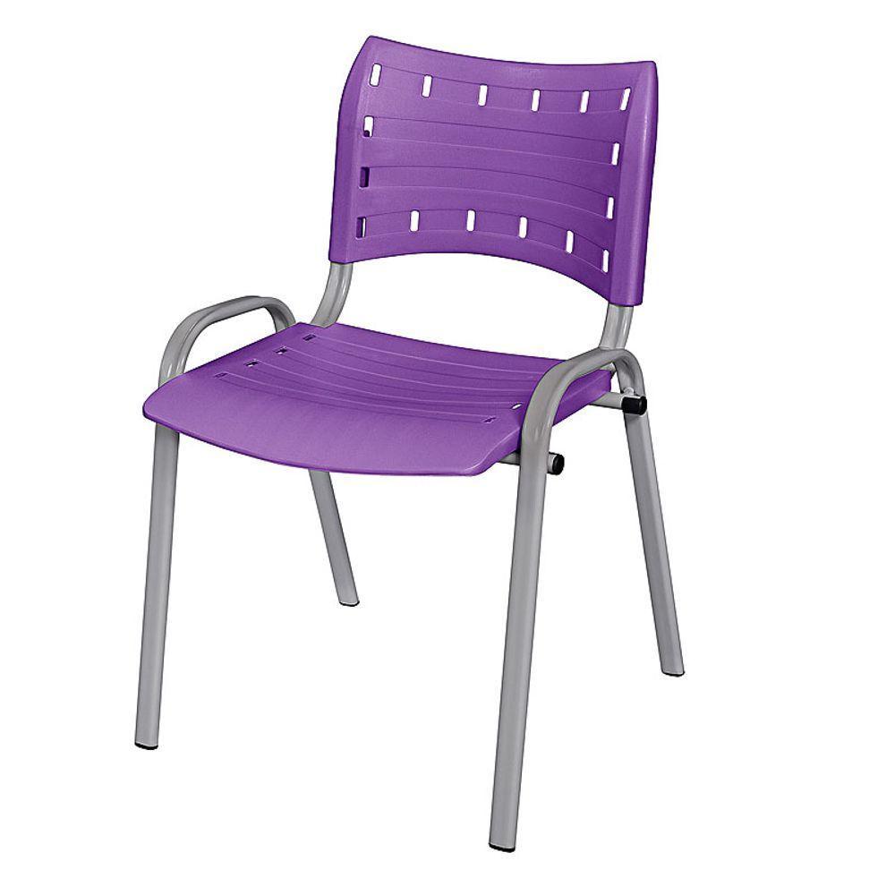 Cadeira Iso Base Cinza Escola, Escritório Violeta Kit 6 Un - 2