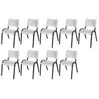 Cadeira Iso Base Preto Escola, Escritório Branco Kit 9 Un - 1