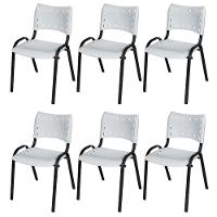 Cadeira Iso Base Preto Escola, Escritório Branco Kit 6 Un - 1