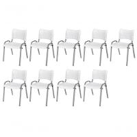 Cadeira Iso Base Cinza Escola, Escritório Branco Kit 9 Un - 1