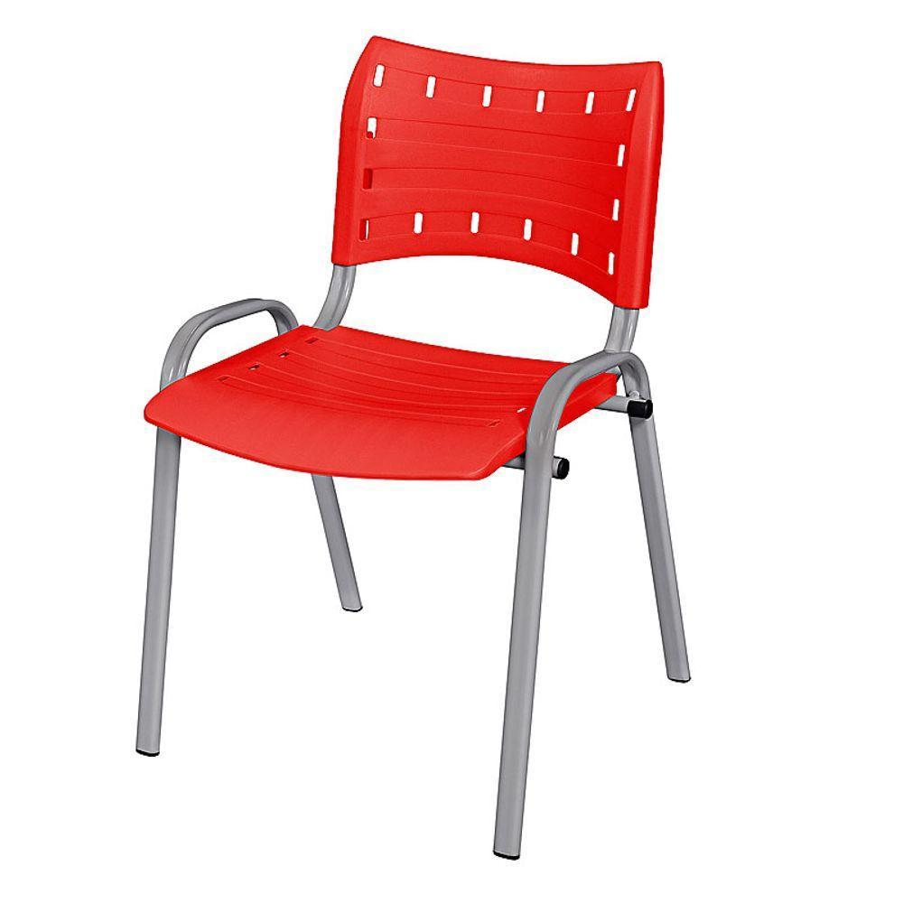 Cadeira Iso Base Cinza Escola, Escritório Vermelho Kit 6 Un - 2