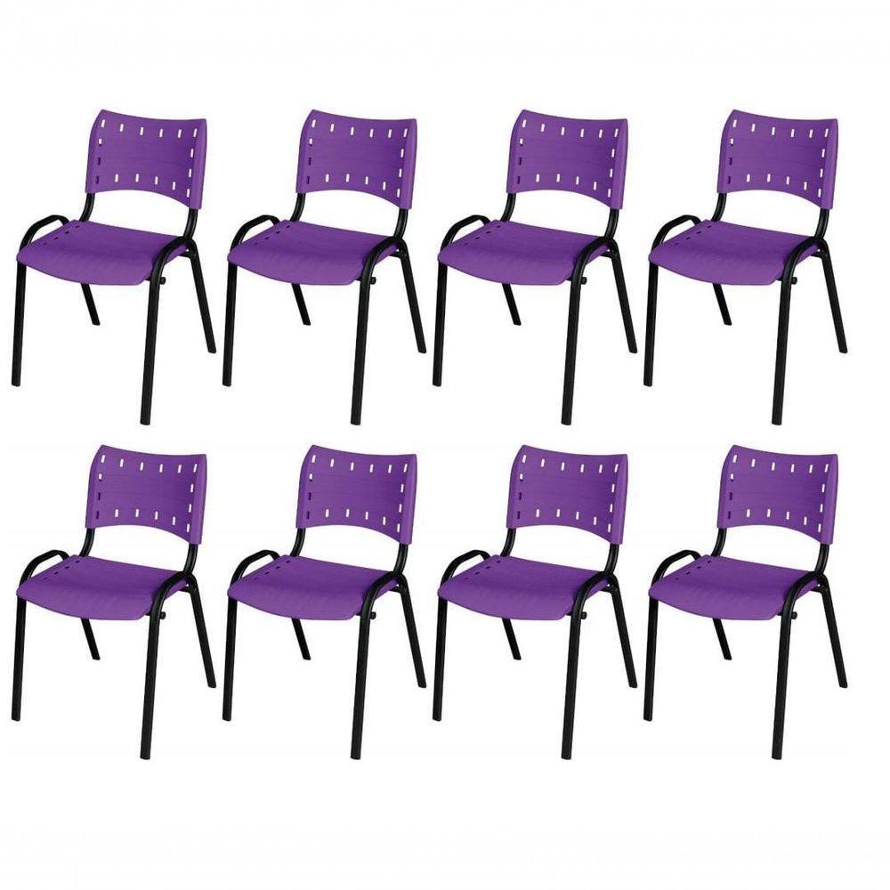 Cadeira Iso Base Preto Escola, Escritório Violeta Kit 8 Un - 1