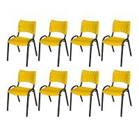 Cadeira Iso Base Preto Escola, Escritório Amarelo Kit 8 Un - 1