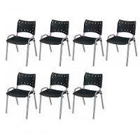 Cadeira Iso Base Cinza Escola, Escritório Preto Kit 7 Un - 1