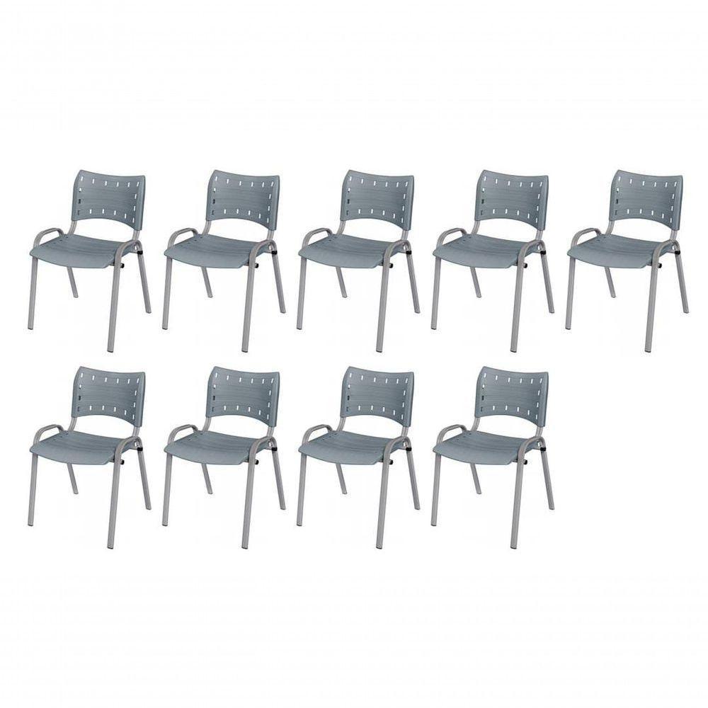 Cadeira Iso Base Cinza Escola, Escritório Cinza Kit 9 Un - 1