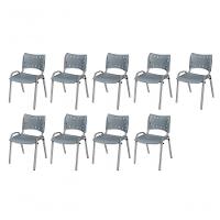 Cadeira Iso Base Cinza Escola, Escritório Cinza Kit 9 Un - 1