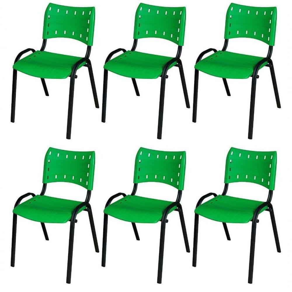 Cadeira Iso Base Preto Escola, Escritório Verde Kit 6 Un - 1