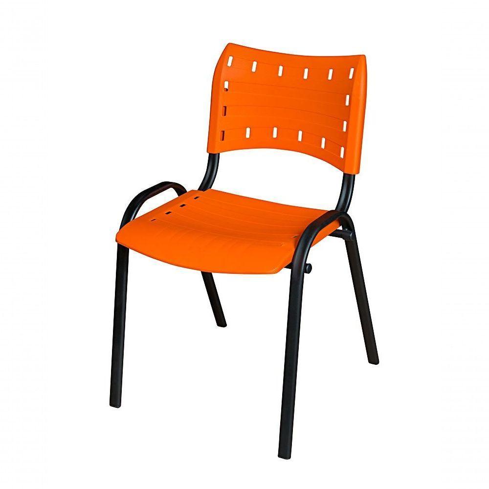 Cadeira Iso Base Preto Escola, Escritório Laranja Kit 8 Un - 2
