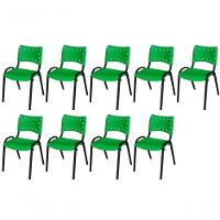 Cadeira Iso Base Preto Escola, Escritório Verde Kit 9 Un - 1