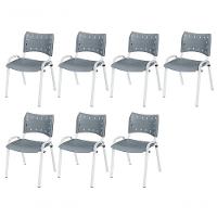 Cadeira Iso Base Branco Escola, Escritório Cinza Kit 7 Un - 1