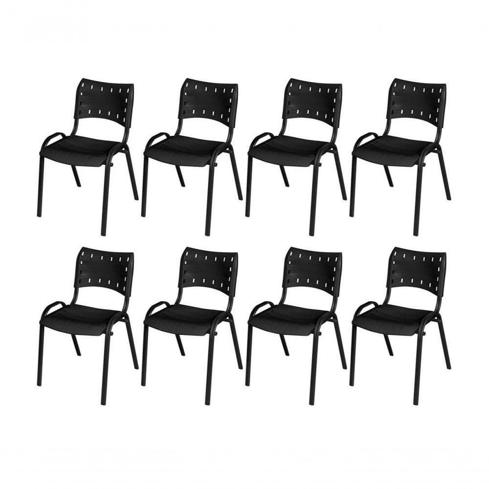 Cadeira Iso Base Preto Escola, Escritório Preto Kit 8 Un - 1