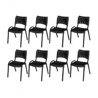 Cadeira Iso Base Preto Escola, Escritório Preto Kit 8 Un - 1