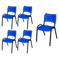 Cadeira Iso Base Preto Escola, Escritório Azul Kit 5 Un - 1