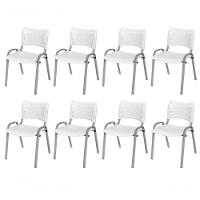 Cadeira Iso Base Cinza Escola, Escritório Branco Kit 8 Un - 1
