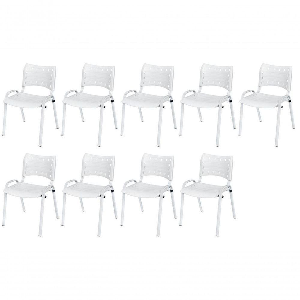Cadeira Iso Base Branco Escola, Escritório Branco Kit 9 Un - 2