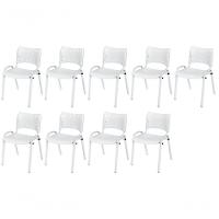Cadeira Iso Base Branco Escola, Escritório Branco Kit 9 Un - 2