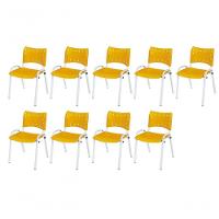Cadeira Iso Base Branco Escola, Escritório Amarelo Kit 9 Un - 1