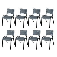 Cadeira Iso Base Preto Escola, Escritório Cinza Kit 8 Un - 1