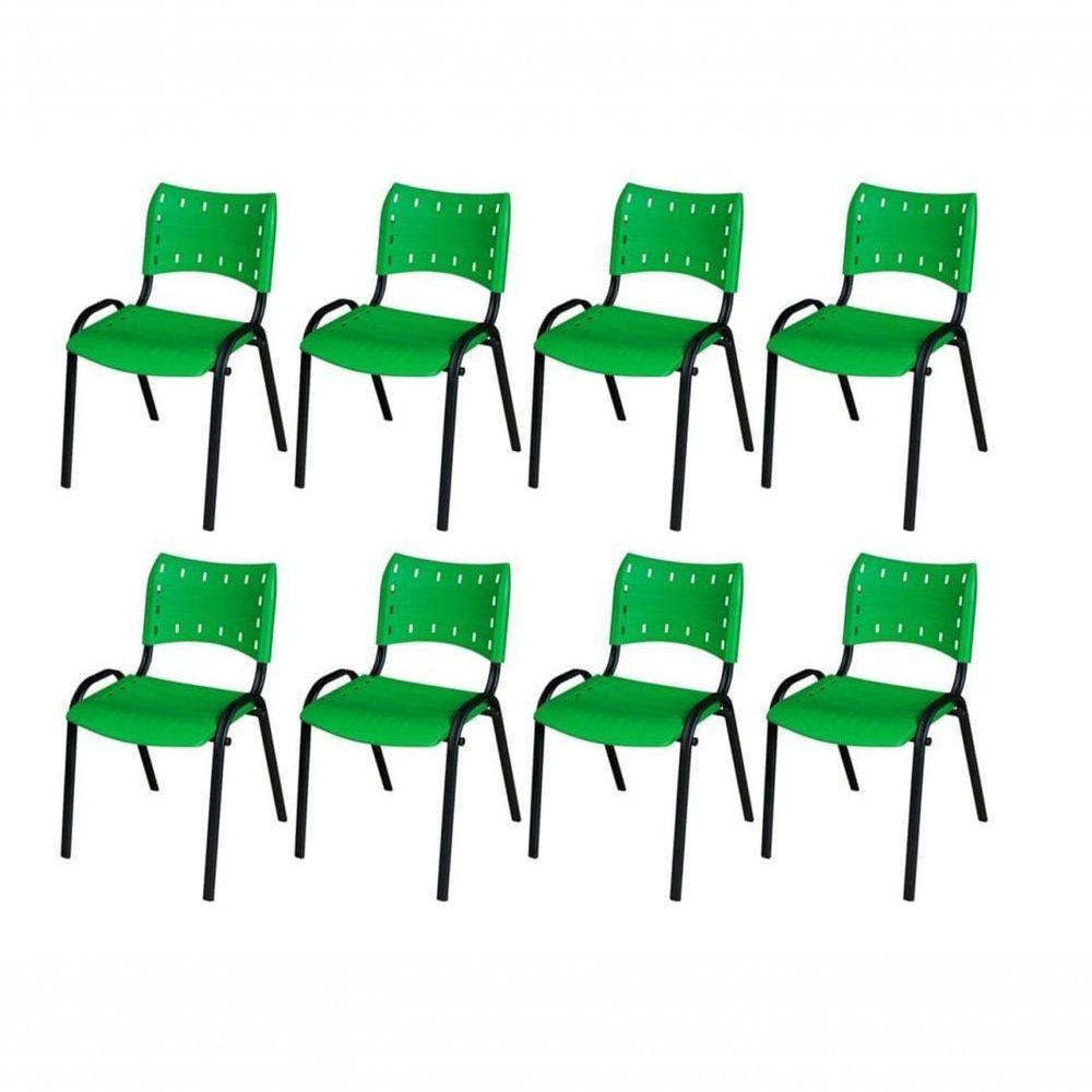 Cadeira Iso Base Preto Escola, Escritório Verde Kit 8 Un - 1