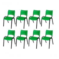 Cadeira Iso Base Preto Escola, Escritório Verde Kit 8 Un - 1