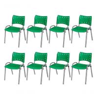 Cadeira Iso Base Cinza Escola, Escritório Verde Kit 8 Un - 1