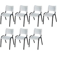 Cadeira Iso Base Preto Escola, Escritório Branco Kit 7 Un - 1