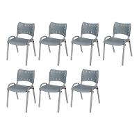 Cadeira Iso Base Cinza Escola, Escritório Cinza Kit 7 Un - 1