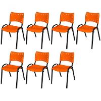 Cadeira Iso Base Preto Escola, Escritório Laranja Kit 7 Un - 1