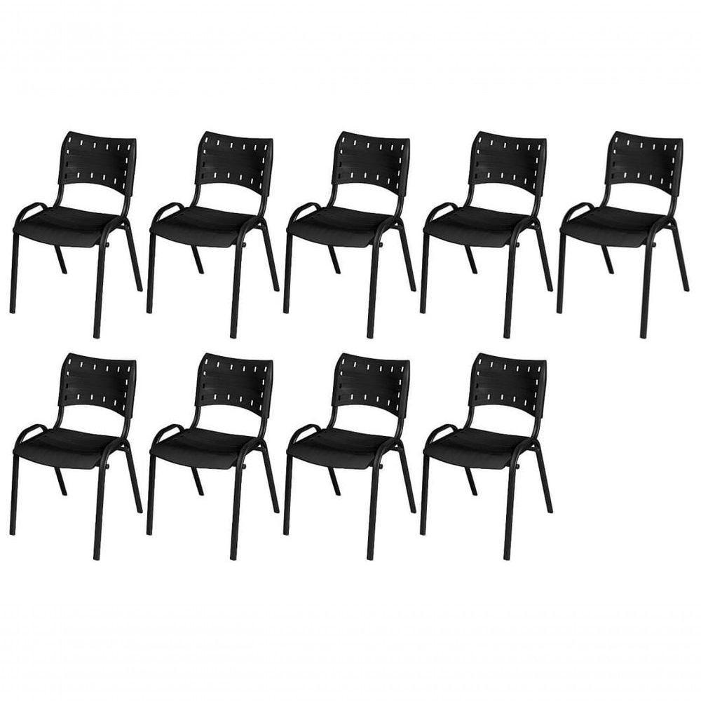 Cadeira Iso Base Preto Escola, Escritório Preto Kit 9 Un - 1