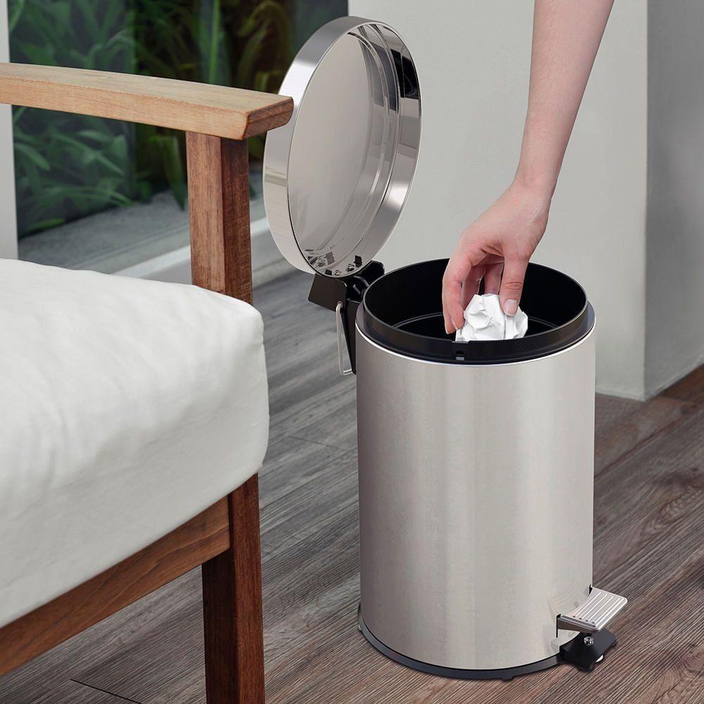 Lixeira Tramontina Brasil Plus Com Pedal 12l Redonda Scotch Brite Unica - 5