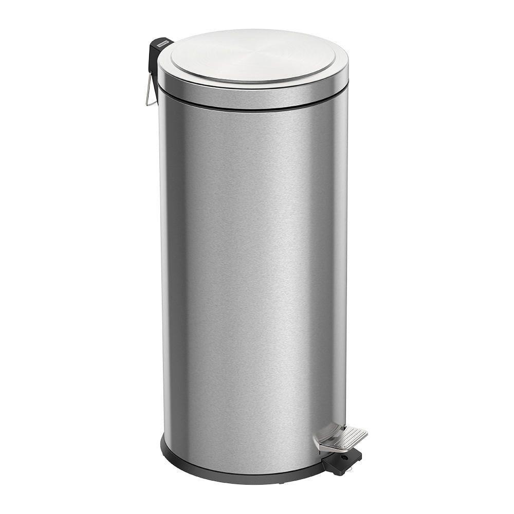 Lixeira Tramontina Brasil Plus Com Pedal 30l Redonda Inox Acetinado Aço Inox Acetinado - 1