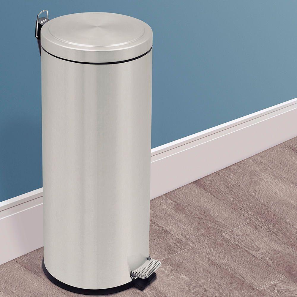 Lixeira Tramontina Brasil Plus Com Pedal 30l Redonda Inox Acetinado Aço Inox Acetinado - 3