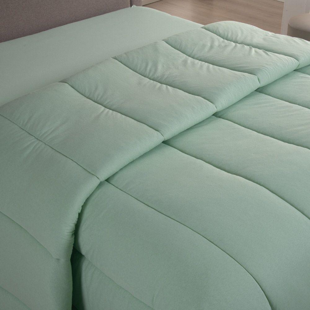 Edredom Cobertor Casa Scarpa Sonnet Solteiro Malha Lisa Dupla Face 100% Algodão - Verde Claro - 2