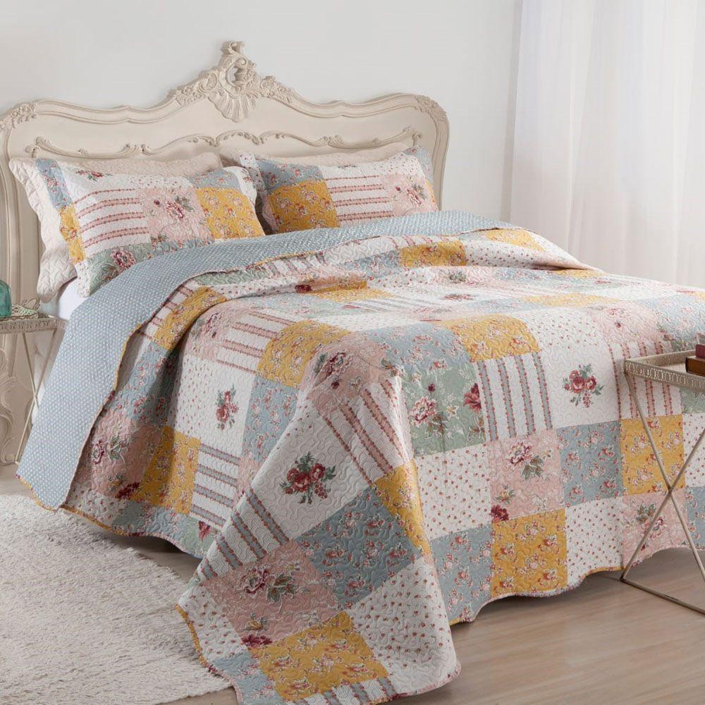 Kit Cobre Leito Colcha Mix Casal Padrão Estampado Dupla Face Mandala 3 Peças - Luana - 1