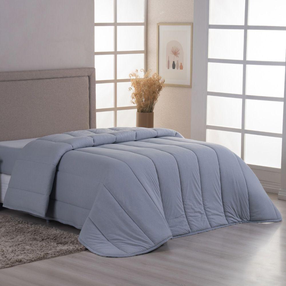 Edredom Cobertor Casa Scarpa Sonnet Solteiro Malha Lisa Dupla Face 100% Algodão - Cinza - 1