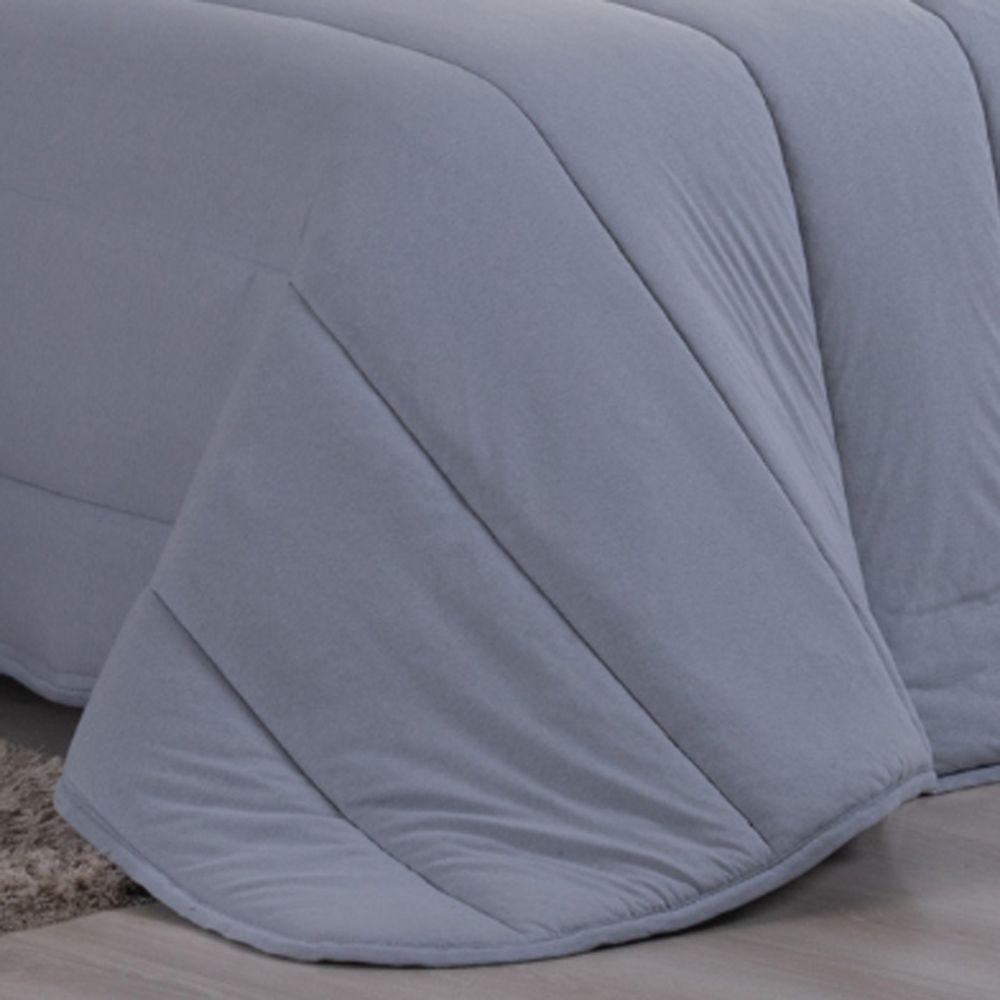 Edredom Cobertor Casa Scarpa Sonnet Solteiro Malha Lisa Dupla Face 100% Algodão - Cinza - 3