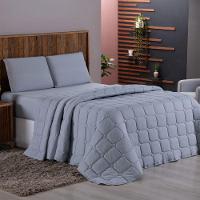 Kit Cobre Leito Colcha Livorno Casal Padrão Acolchoado Fofo Macio Malha 100% Algodão 3 Peças - Cinza - 6