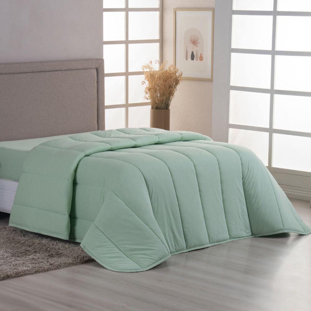 Edredom Cobertor Casa Scarpa Sonnet King Malha Lisa Dupla Face 100% Algodão - Verde Claro - 1