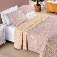 Kit Cobre Leito Colcha Dallas Casal Padrão Dupla Face Estampada 3 Peças - Rosê Lavanda Floral - 2