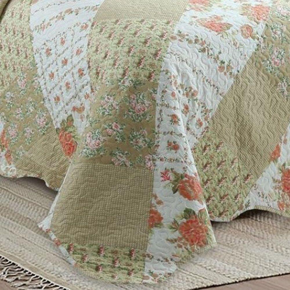 Kit Cobre Leito Colcha Mix King Estampado Dupla Face Floral 3 Peças - Jéssica - 3