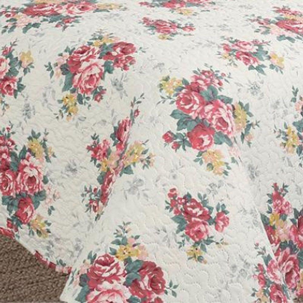 Kit Cobre Leito Colcha Mix King Estampado Dupla Face Floral 3 Peças - Maracris - 3