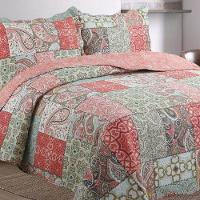 Kit Cobre Leito Colcha Mix King Estampado Dupla Face Floral 3 Peças - Eduarda - 1