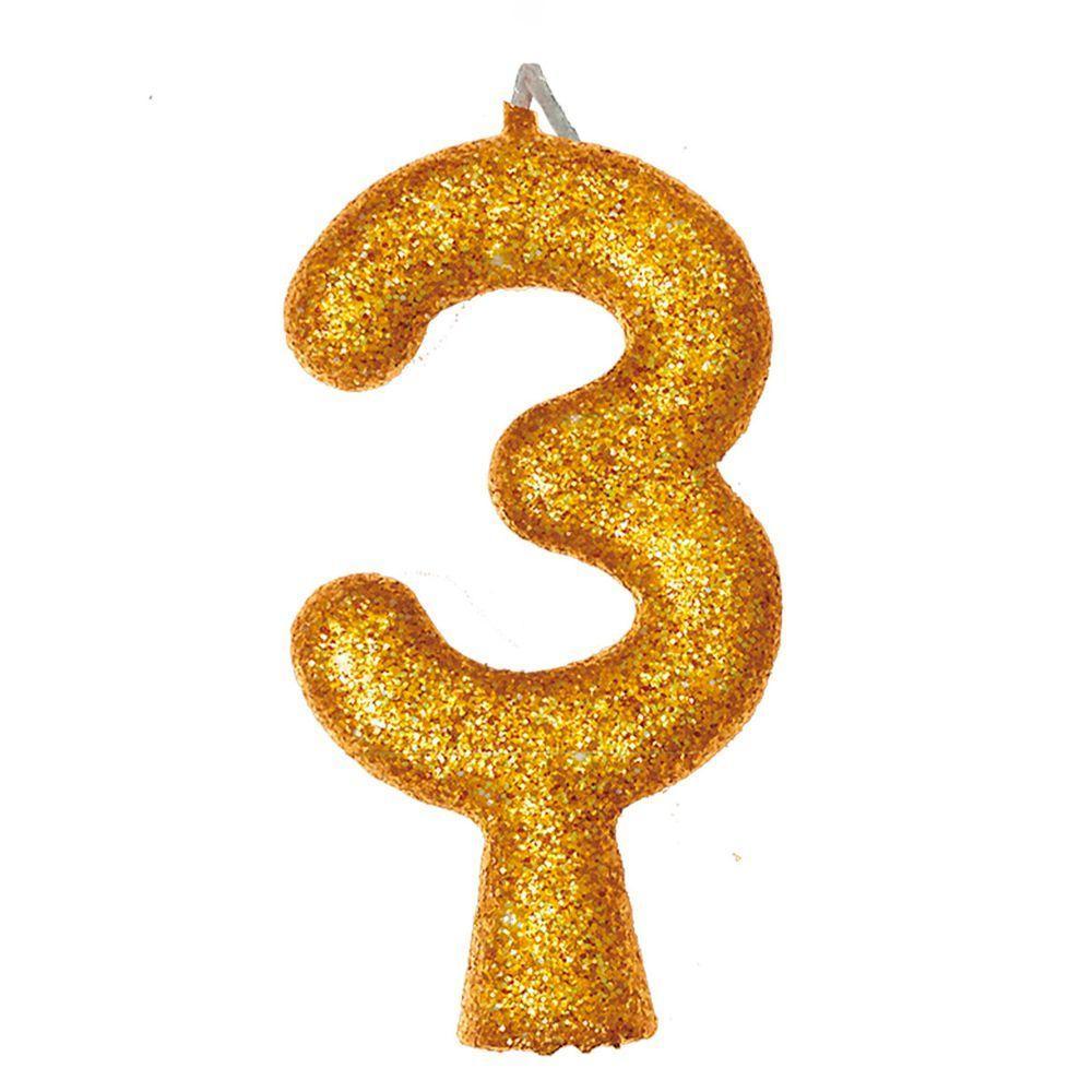 Vela De Aniversário Puro Glitter Dourada Modelo 7 - 6