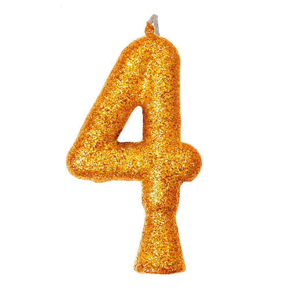 Vela De Aniversário Puro Glitter Dourada Modelo 7 - 7