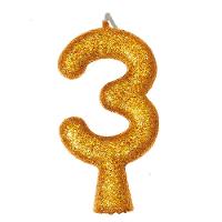 Vela De Aniversário Puro Glitter Dourada Modelo 7 - 6