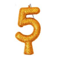 Vela De Aniversário Puro Glitter Dourada Modelo 8 - 8